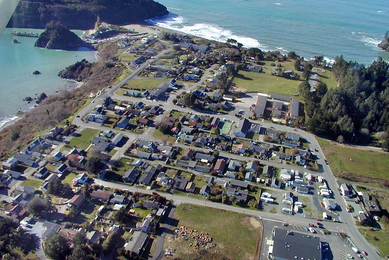 [Oblique aerial photo of Trinidad from above]